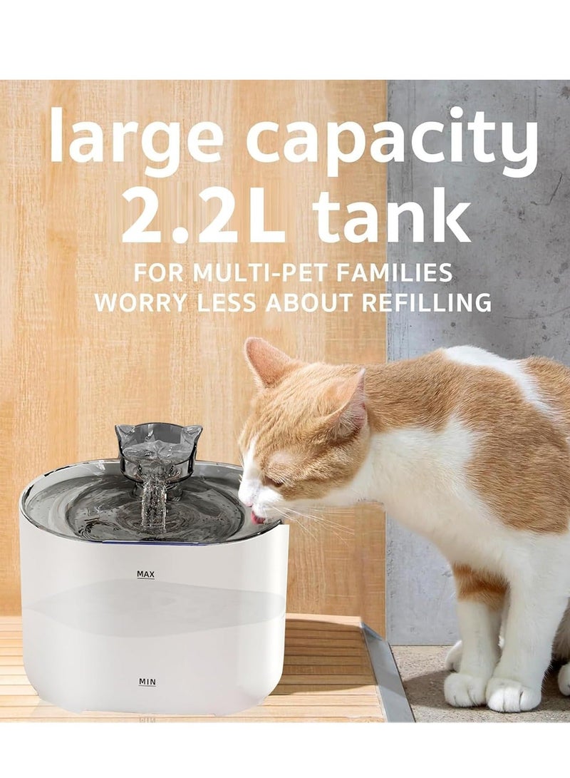 Yoawllty Automatic Cat Water Fountain, Quiet Pet Fountain with Water Filter, Stainless Steel Water Dispenser Drinking Bowl for Multiple Pets Drinking(White) - Image 5